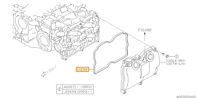 Subaru OEM Valve Cover Gasket | 13294AA070