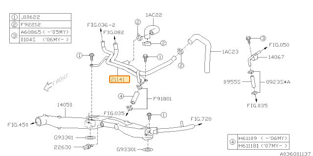Subaru OEM Water Pipe (05-06 Legacy/Outback) | 21141AA091