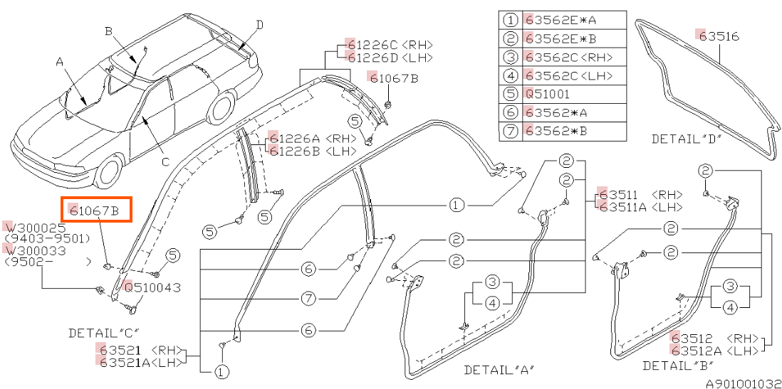 Subaru OEM Weather Strip Grommet Subaru WRX / STI 2002-2007 | 62731FA000