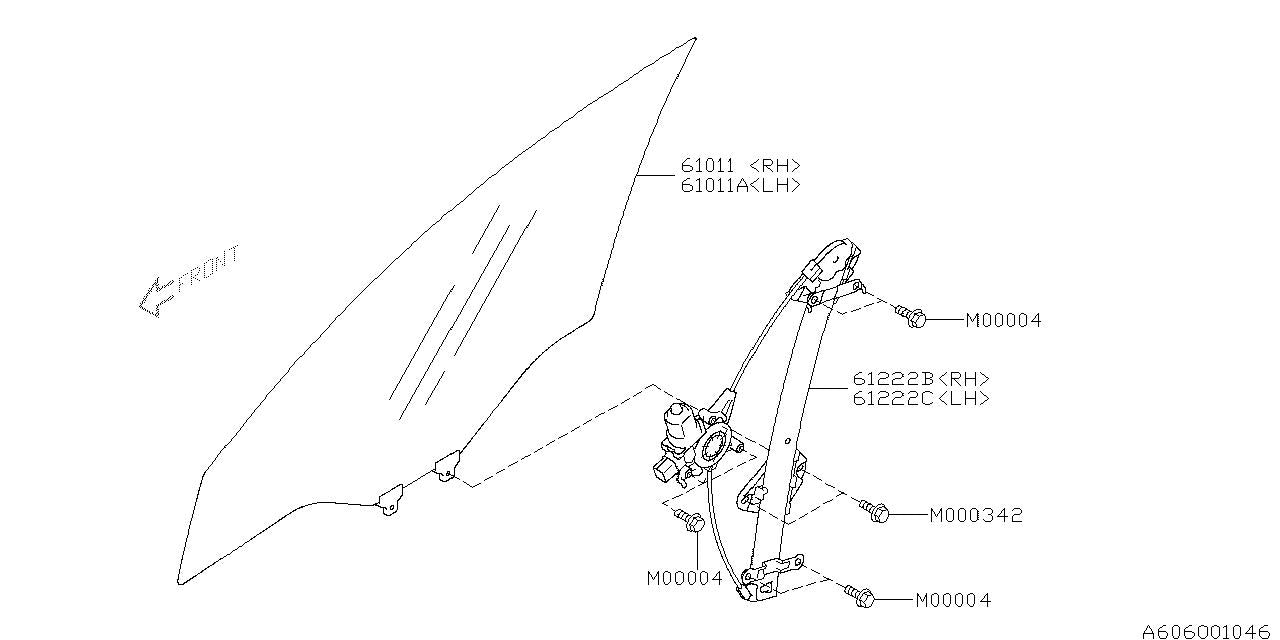 Subaru OEM Window Regulator Assembly (Front Right) Subaru WRX / STI 2012-2014 | 61041FG002