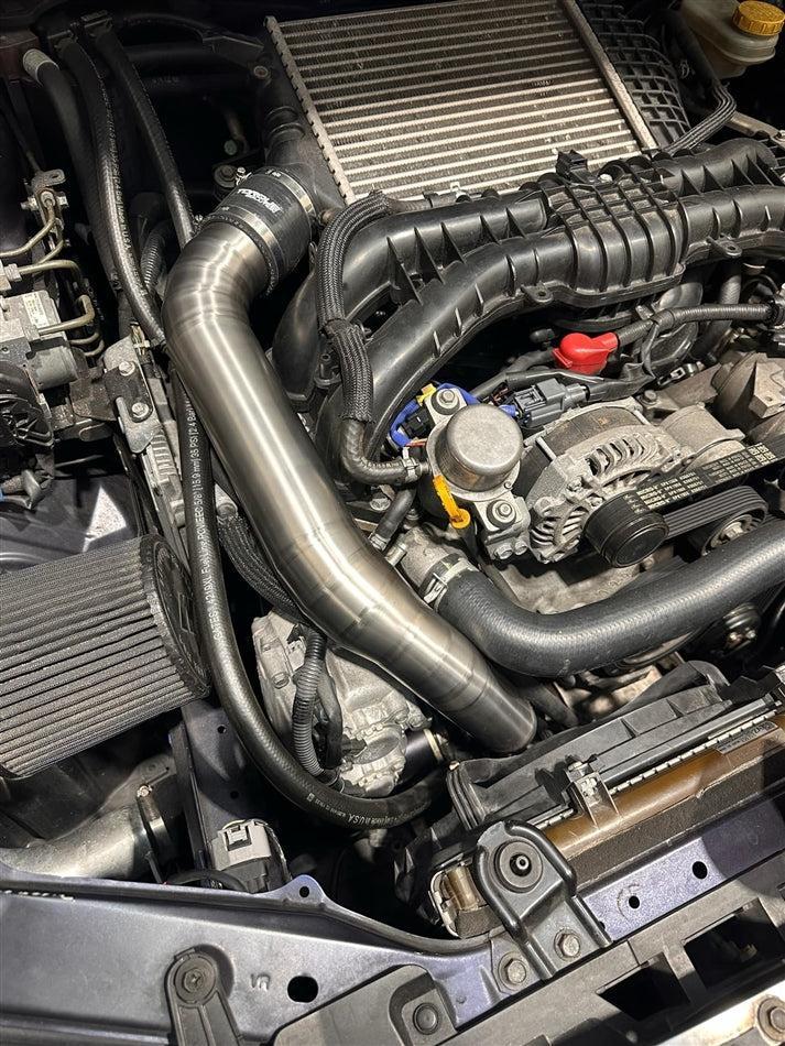 Torque Solution 15-21 Subaru WRX Top Mount Charge Pipe - Titanium Brushed / Raw | TS-SU-843-RW