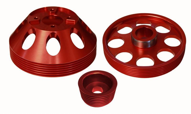 Torque Solution Red Lightweight WP/Crank/Alt Pulley Combo Hyundai Genesis Coupe 3.8 2010-2015 |TS-GEN-006R