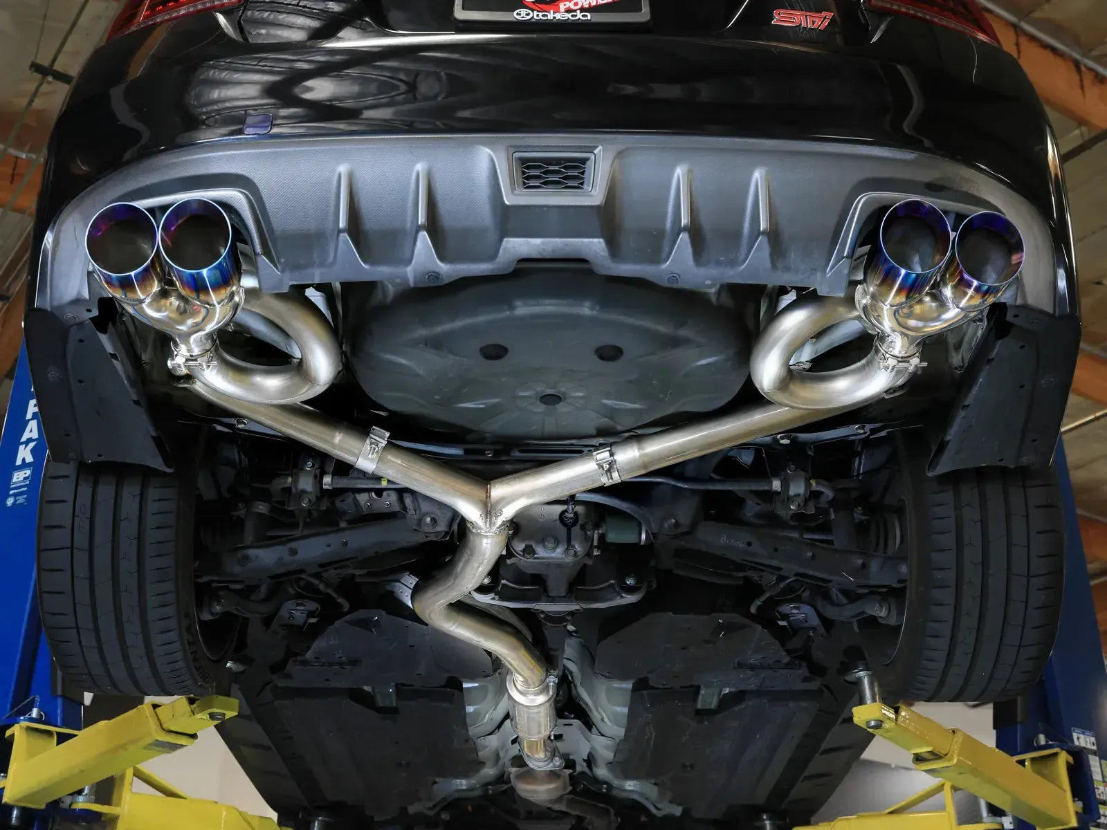 aFe Takeda 3in to 2-1/2in Stnlss Cat Back Exhaust w/ Blue Flame Tip Subaru WRX / STI 2015-2021 | 49-36810-L