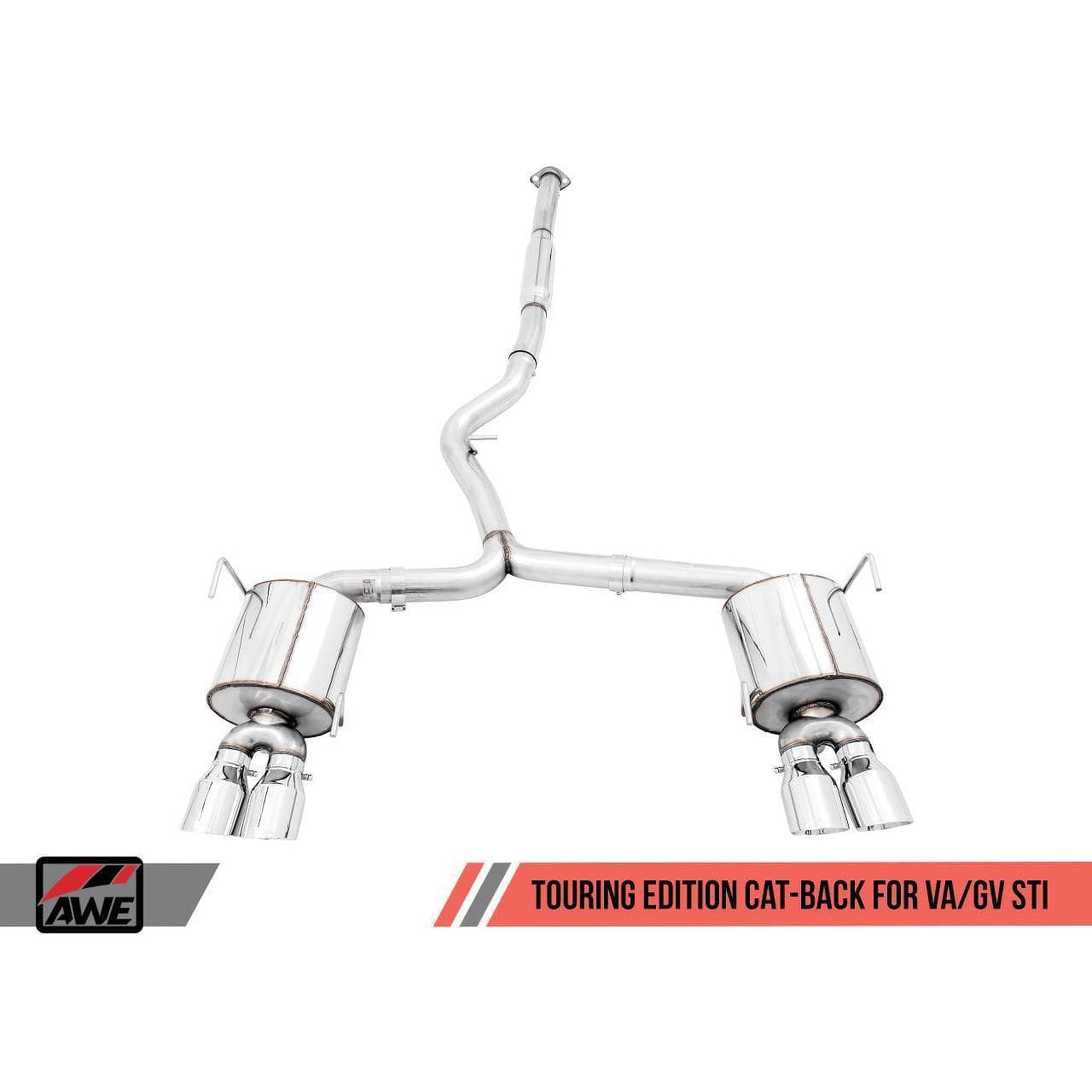 AWE Touring Edition Cat Back Exhaust Chrome Silver Quad Tips (102mm) Subaru WRX 2011-2014 / STI 2011-2021 Sedan
