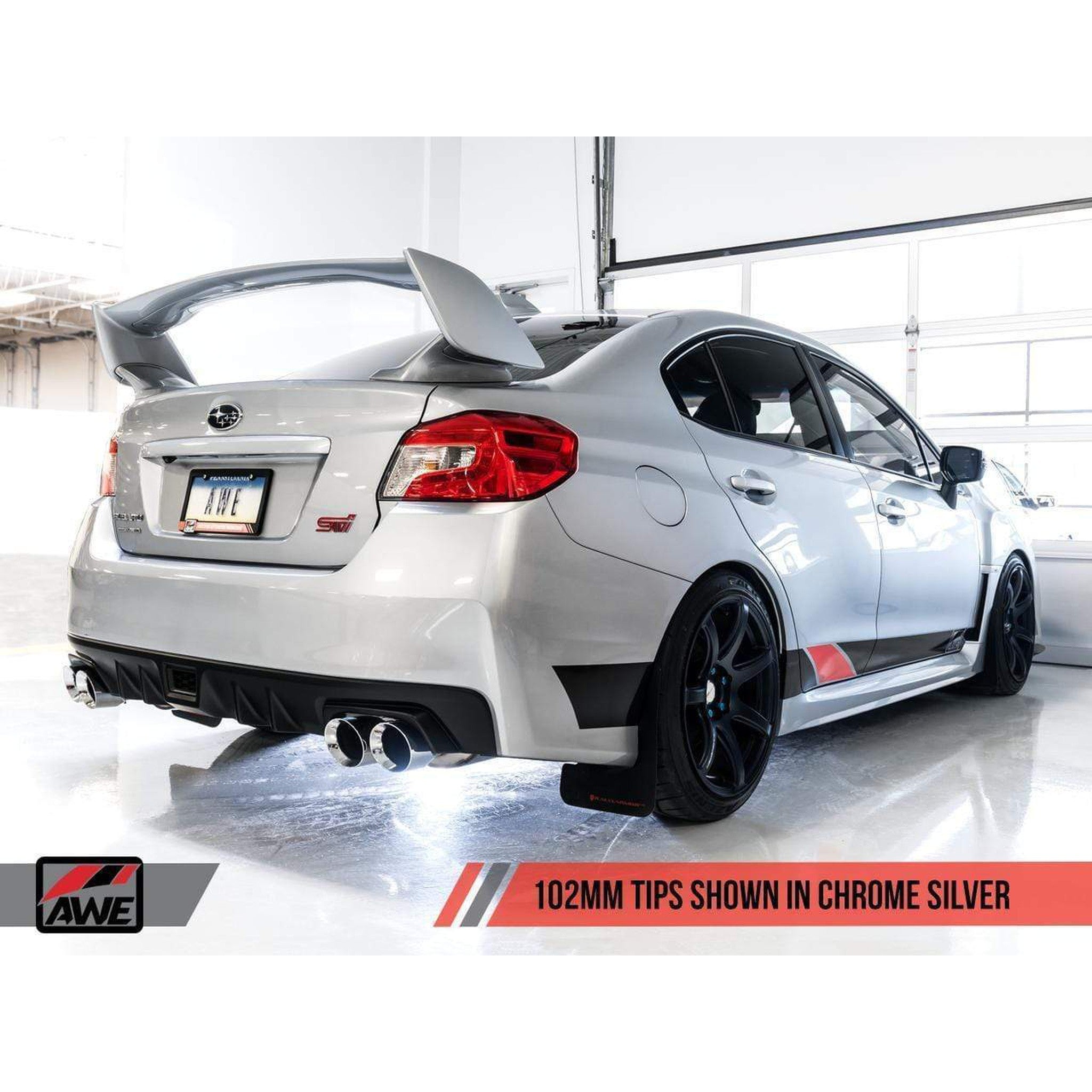 AWE Touring Edition Cat Back Exhaust Chrome Silver Quad Tips (102mm) Subaru WRX 2011-2014 / STI 2011-2021 Sedan
