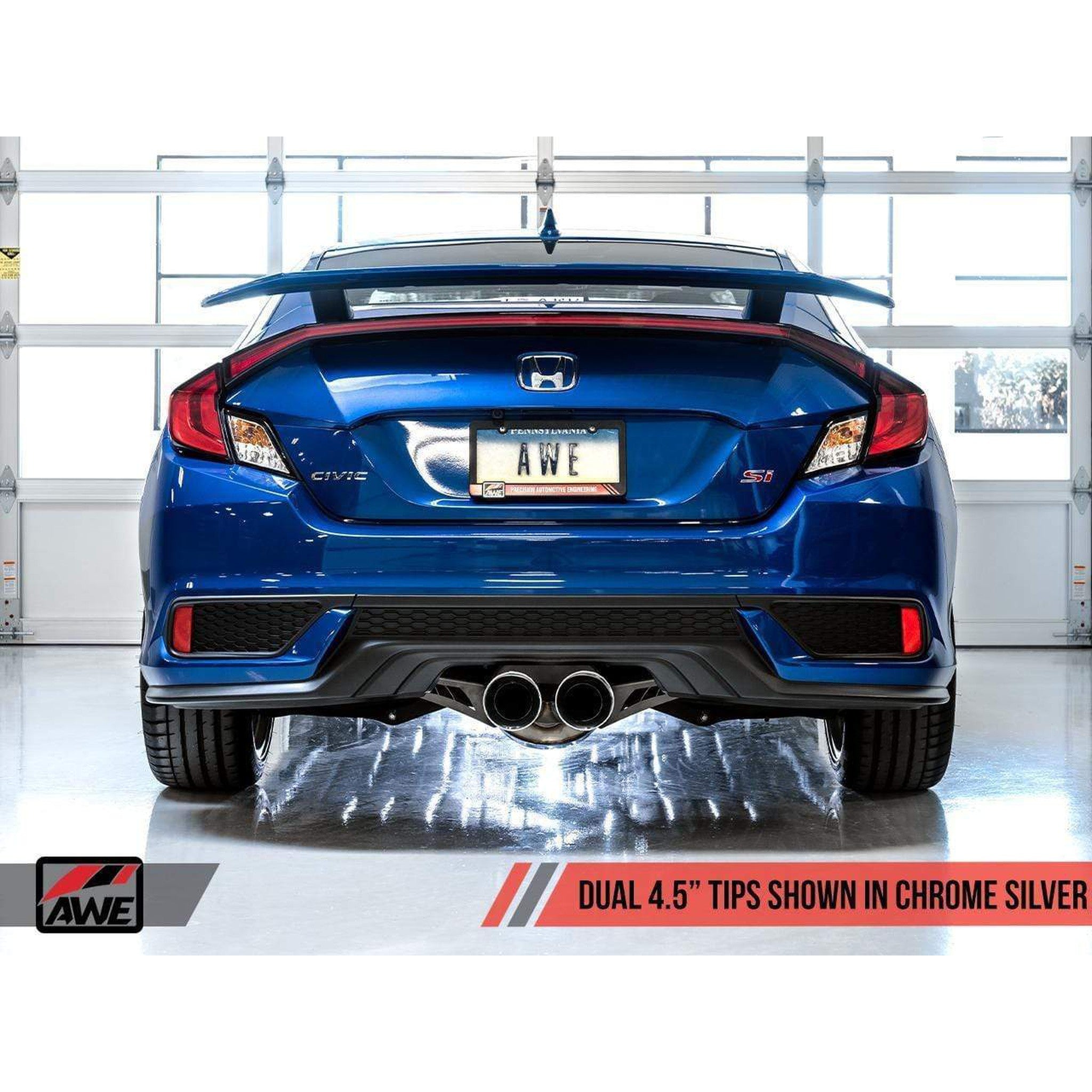 AWE Touring Edition Exhaust w/Front Pipe & Dual Chrome Silver Tips Honda Civic Si 2017-2020 | 3015-32108