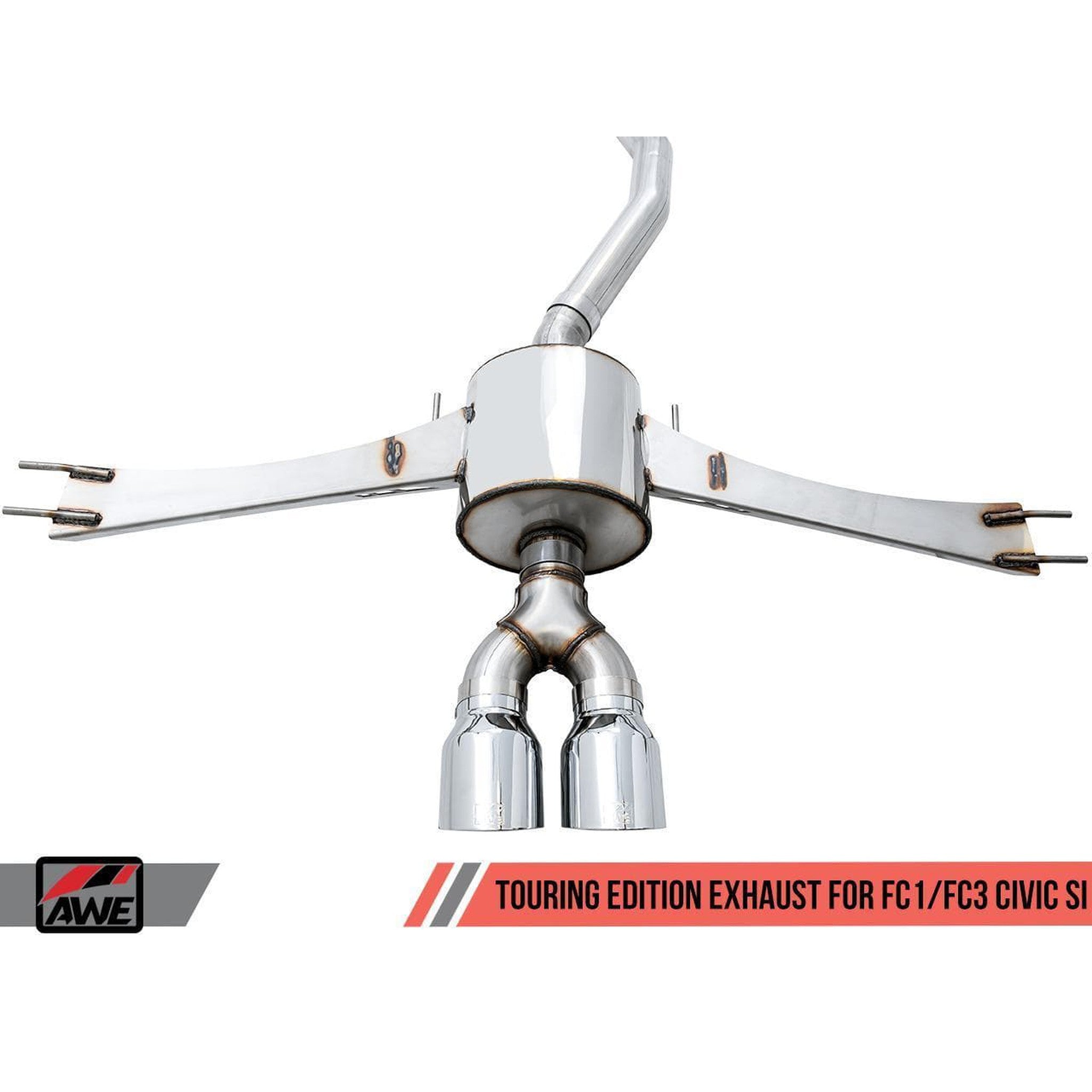 AWE Touring Edition Exhaust w/Front Pipe & Dual Chrome Silver Tips Honda Civic Si 2017-2020 | 3015-32108