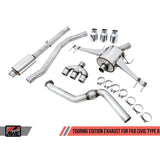 AWE Touring Edition Exhaust w/Front Pipe & Triple Chrome Silver Tips Honda Civic Type R 2017-2021