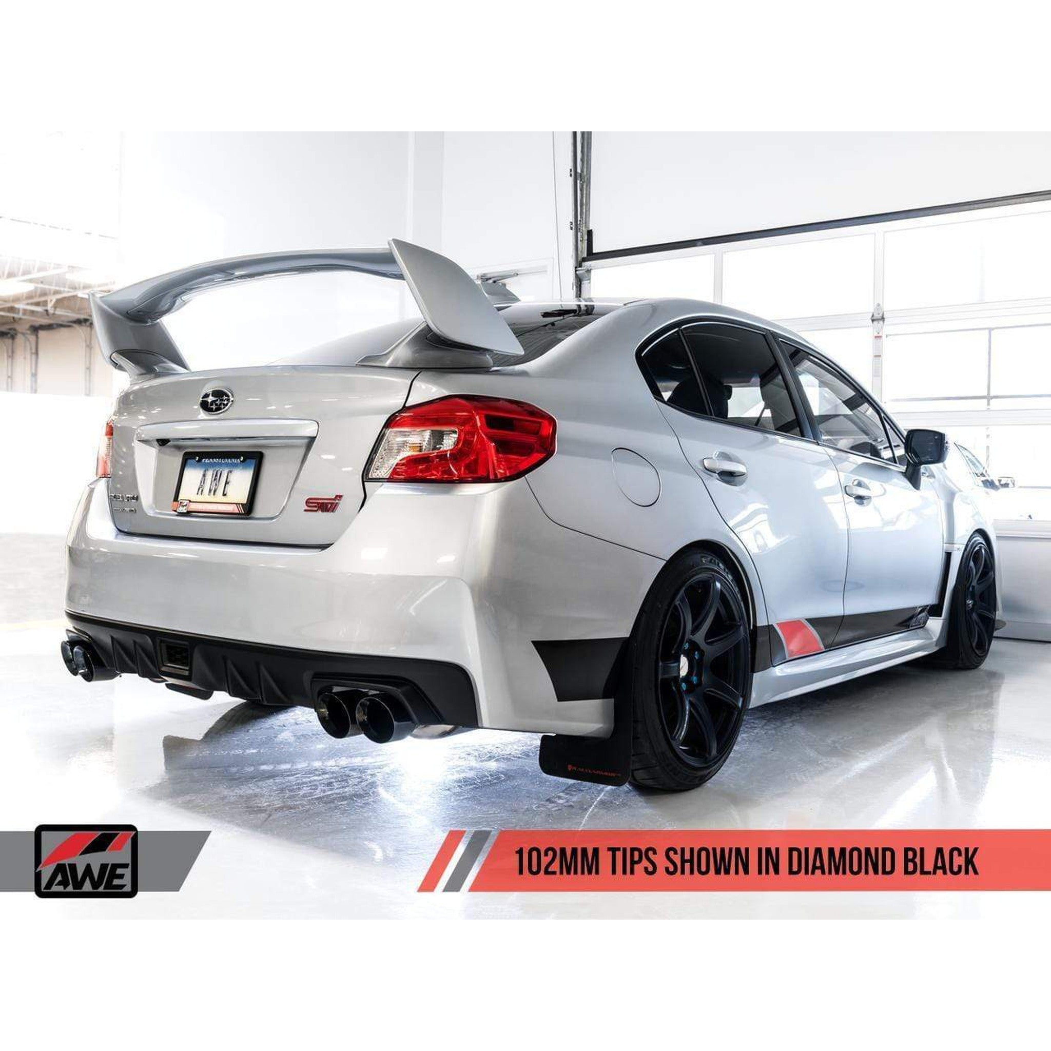 AWE Track Cat Back Exhaust Subaru WRX / STI Sedan 2011-2021 Diamond Black Quad Tips 102mm