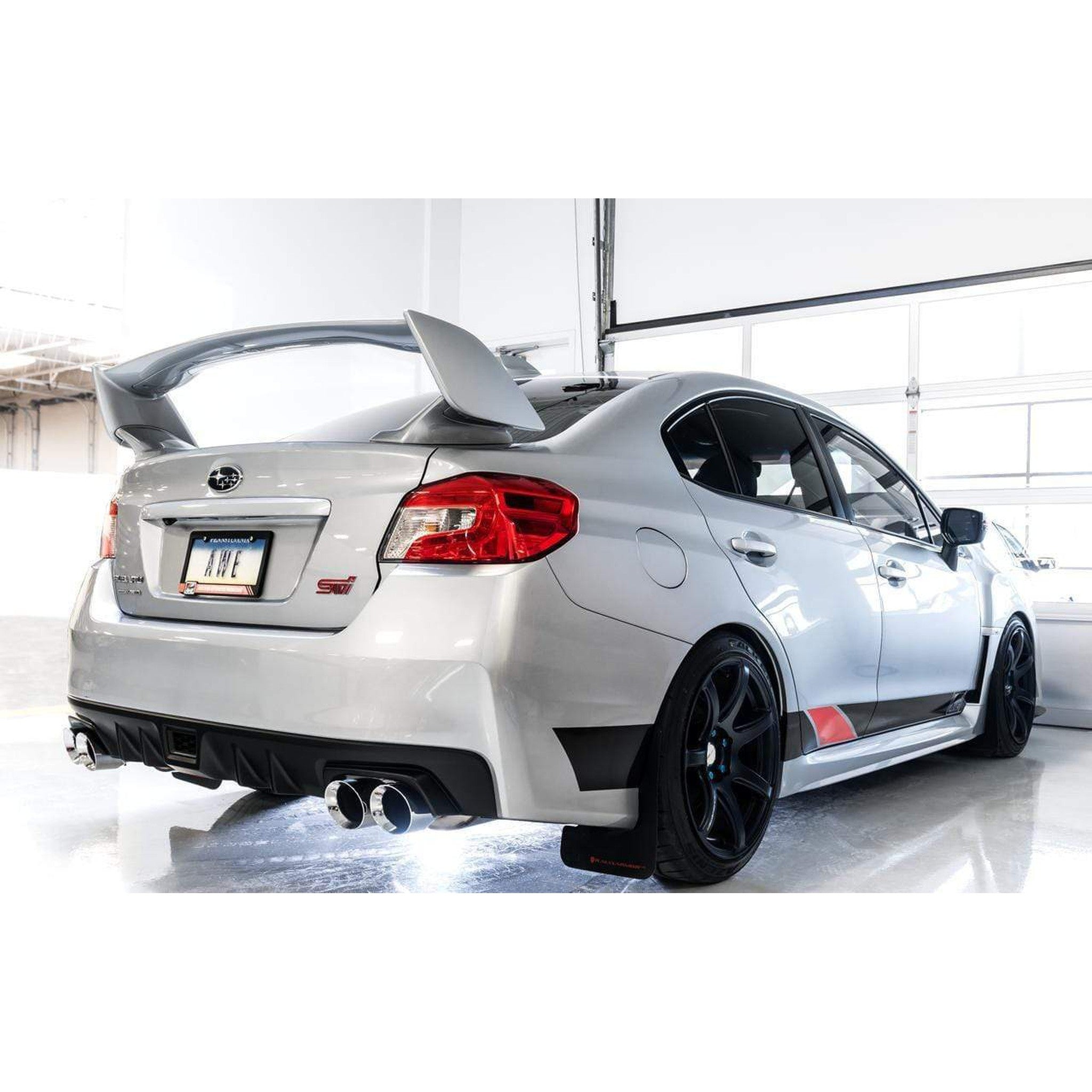 AWE Track Edition Cat Back Exhaust Subaru WRX / STI Sedan 2011-2021 Chrome Silver Quad Tips 102mm | 3020-42058