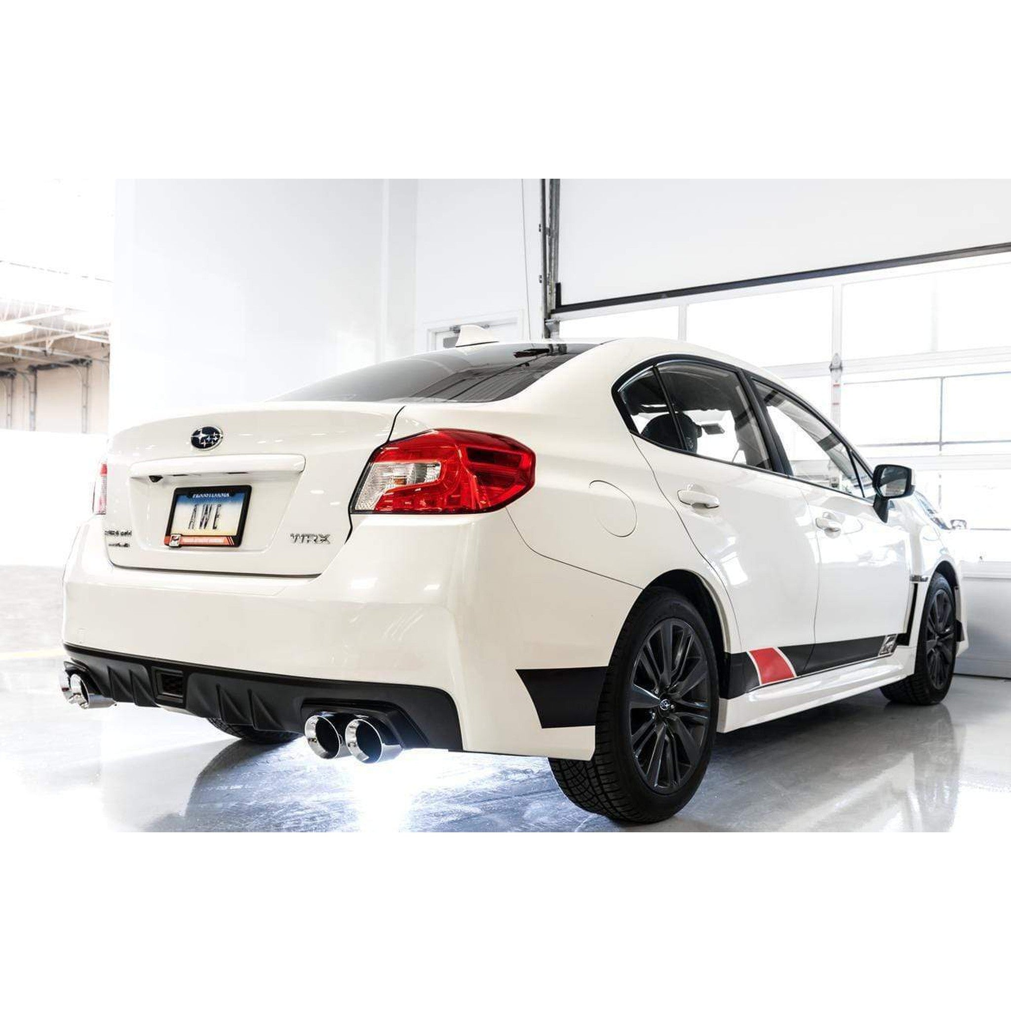 AWE Track Edition Cat Back Exhaust Subaru WRX / STI Sedan 2011-2021 Chrome Silver Quad Tips 102mm | 3020-42058
