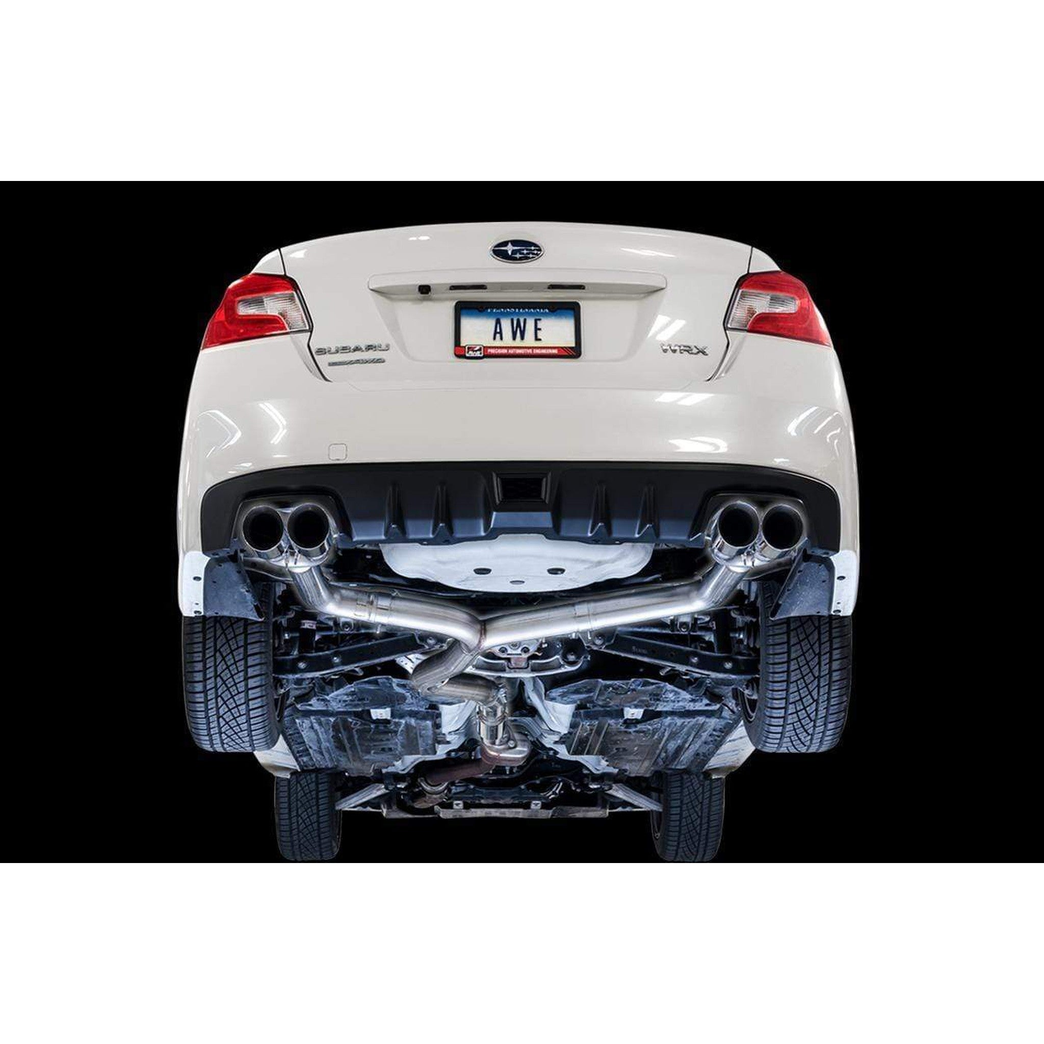 AWE Track Edition Cat Back Exhaust Subaru WRX / STI Sedan 2011-2021 Chrome Silver Quad Tips 102mm | 3020-42058