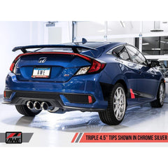 AWE Track Edition Exhaust w/Front Pipe & Triple Chrome Silver Tips Honda Civic Si 2017-2020 | 3020-52008