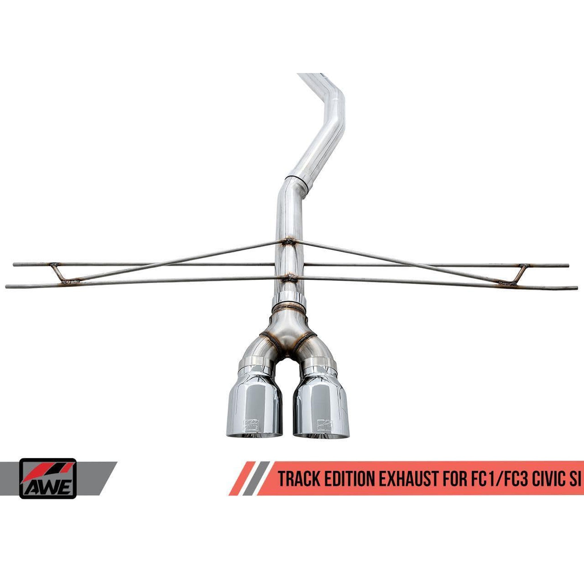 AWE Track Edition Exhaust w/Front Pipe & Triple Chrome Silver Tips Honda Civic Si 2017-2020 | 3020-52008