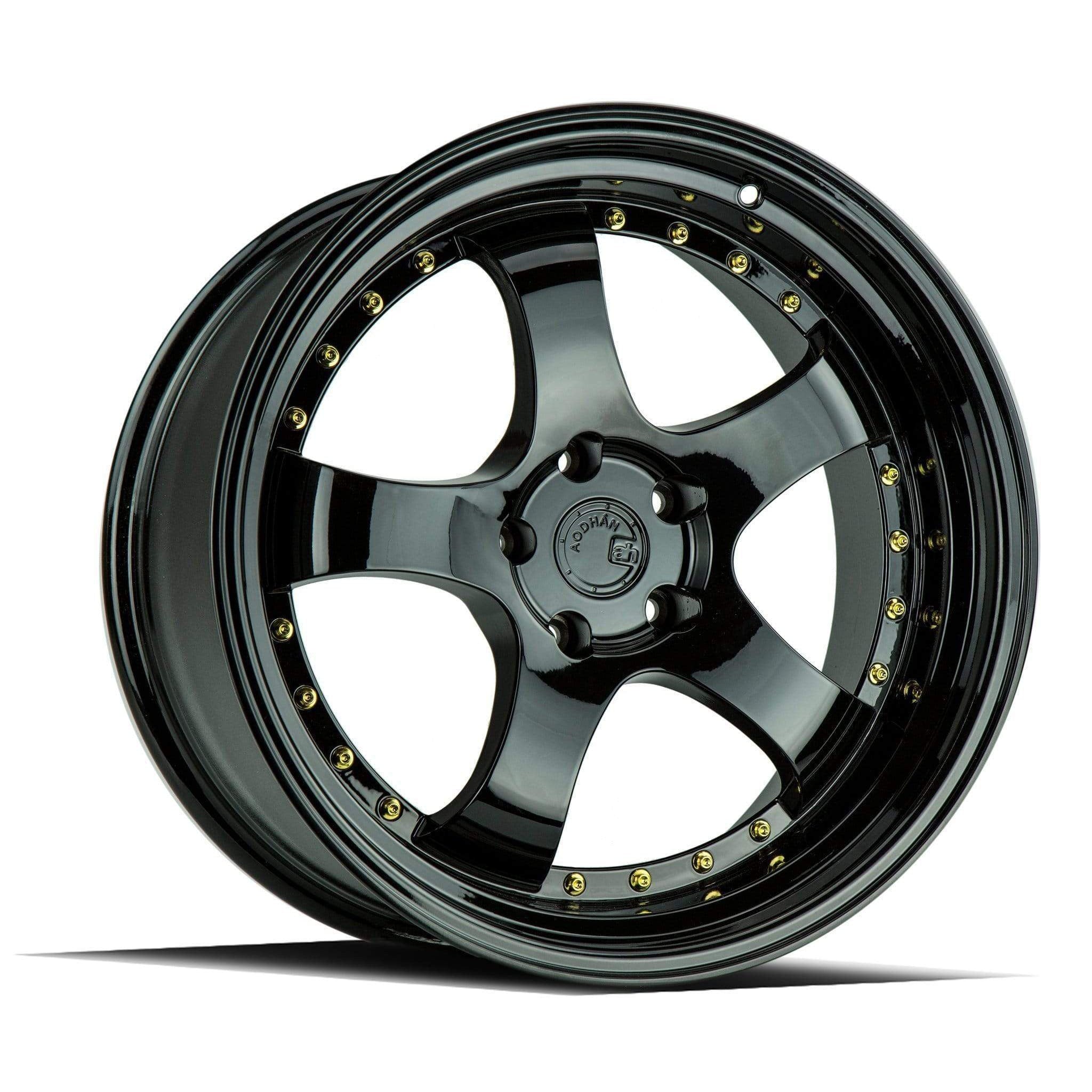 AodHan AH03 Wheel Full Black (Gold Rivet) 17x9 5x100/114.3 73.1 Bore 25mm