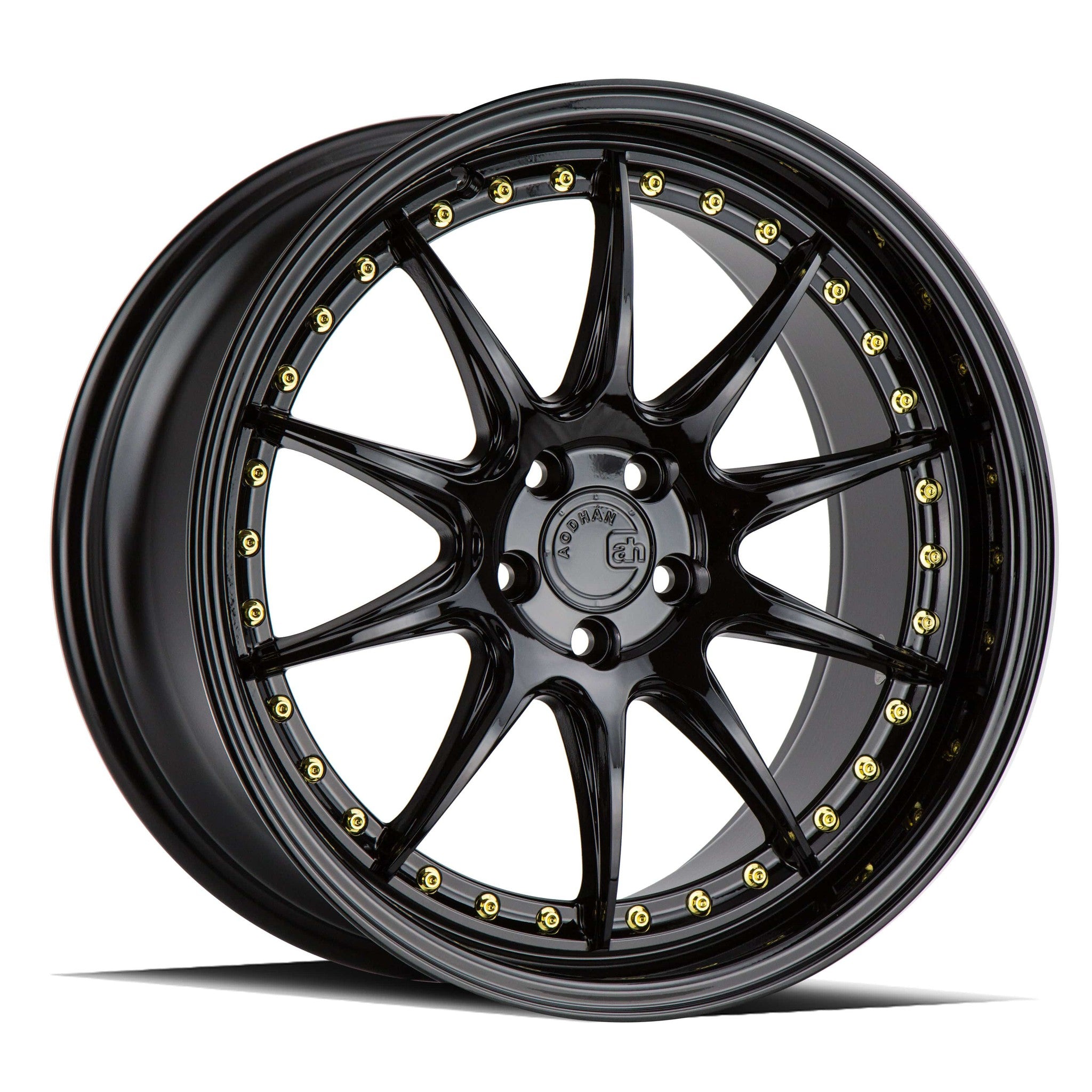 AodHan DS-07 Gloss Black W /Gold Rivets Wheel 18x8.5 35mm 5x100