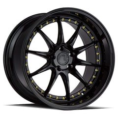 AodHan DS-07 Gloss Black W /Gold Rivets Wheel 19x11 22mm 5x114.3