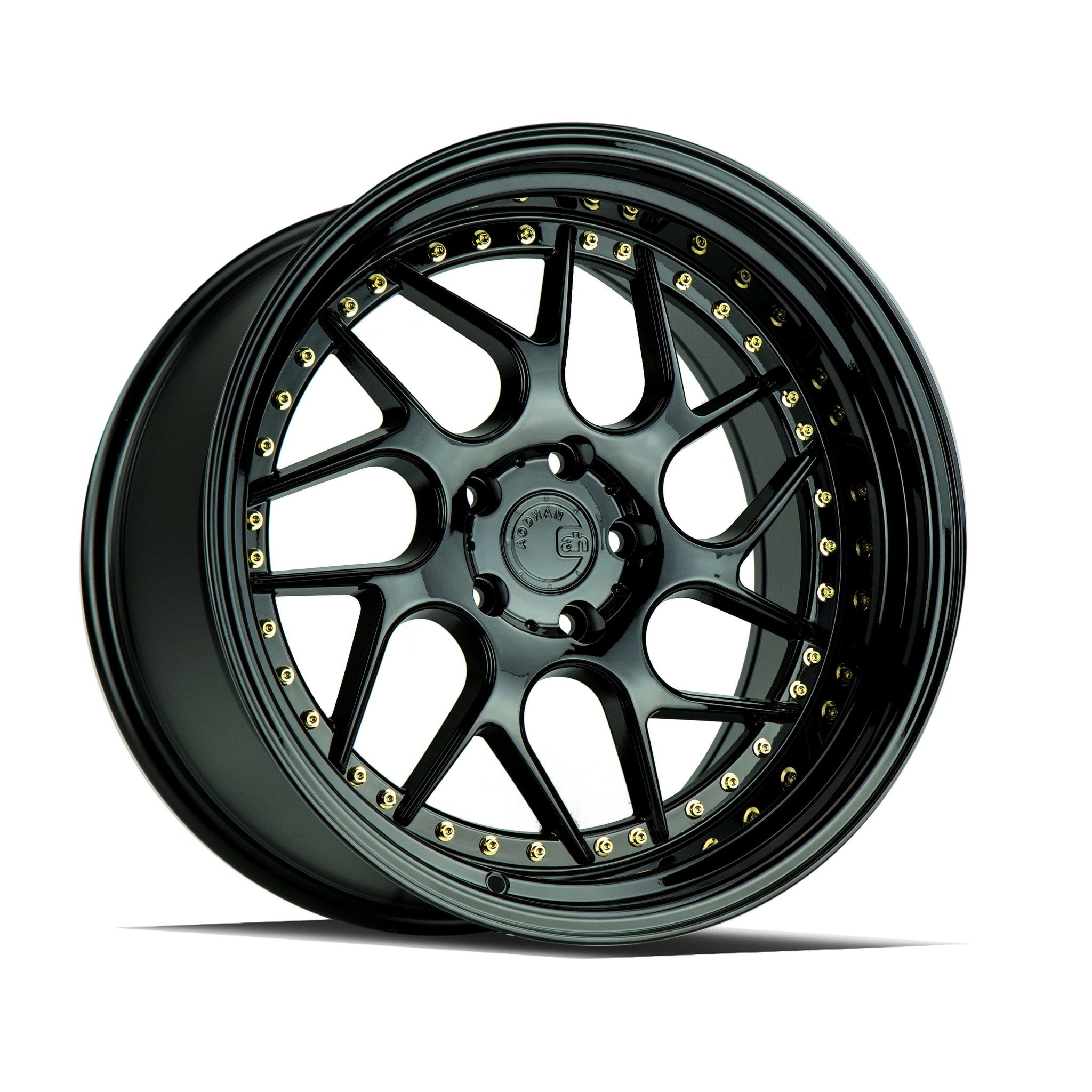 AodHan DS01 Gloss Black W /Gold Rivets Wheel 19x10.5 15mm 5x114.3