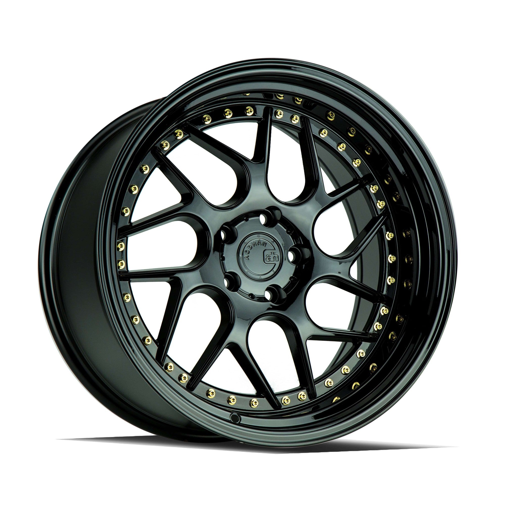 AodHan DS01 Gloss Black W /Gold Rivets Wheel 19x10.5 22mm 5x114.3