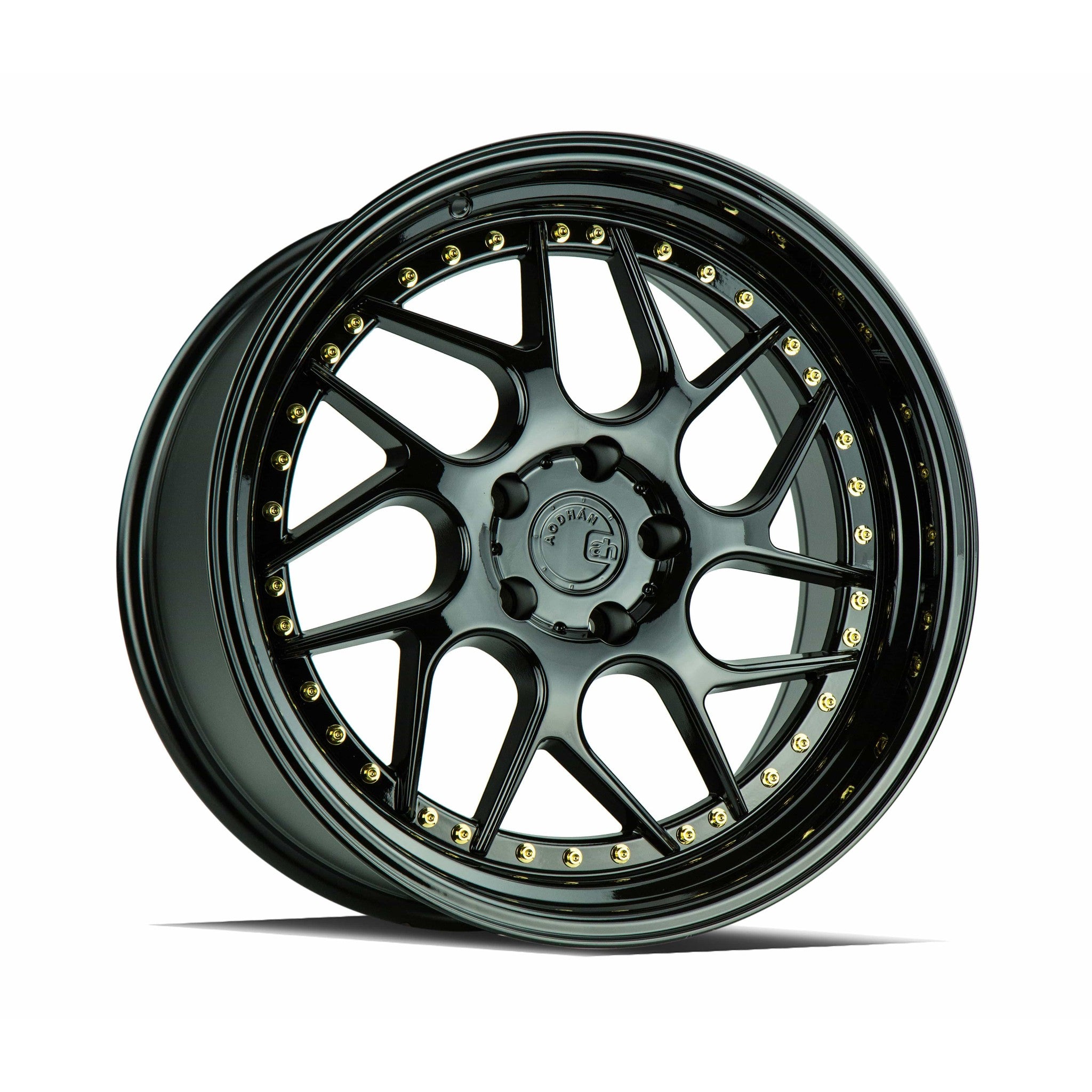 AodHan DS01 Gloss Black W /Gold Rivets Wheel 19x9.5 15mm 5x114.3