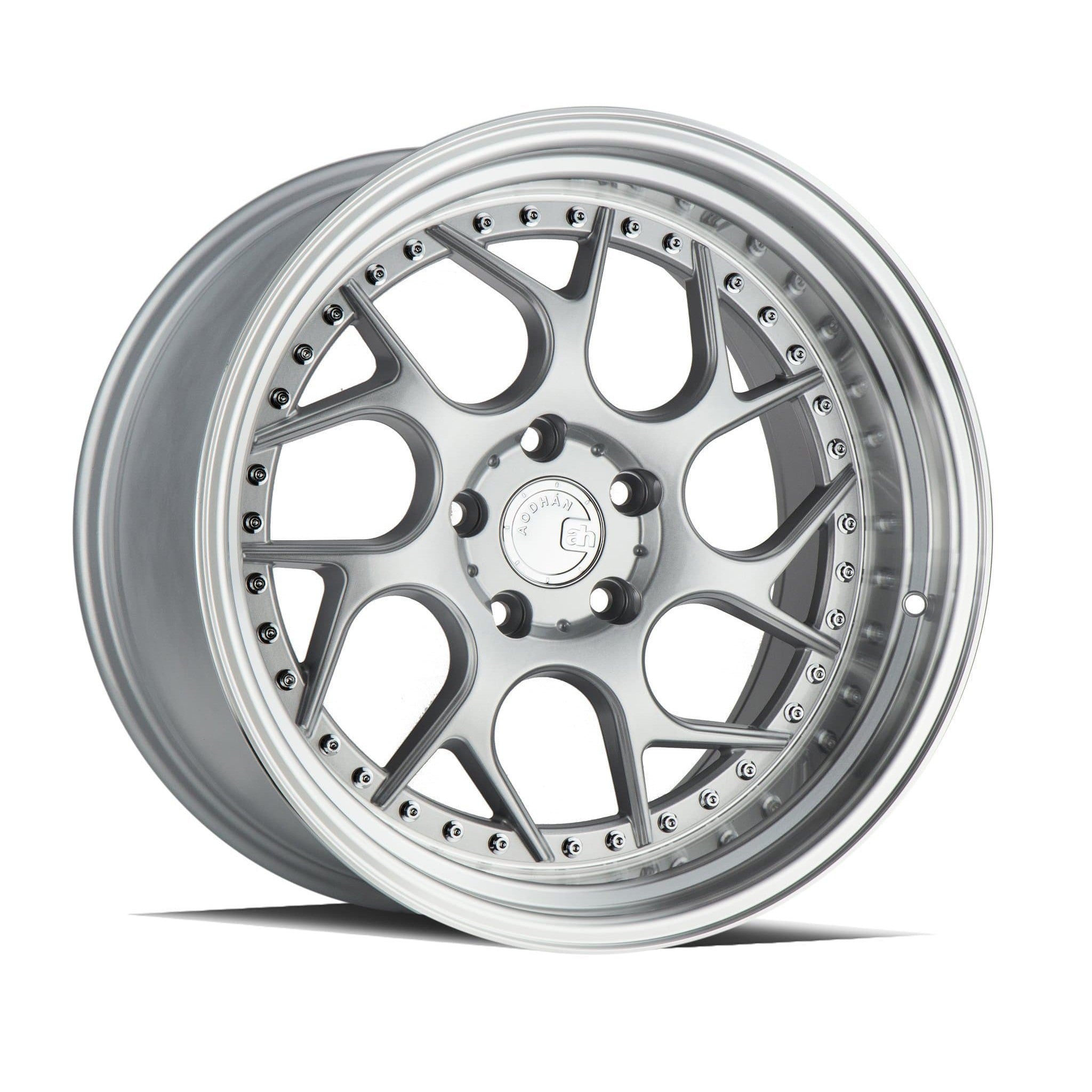 AodHan DS01 Wheel Silver Machined Lip w/Chrome Rivets 18x9.5 5x100 73.1 Bore 35mm