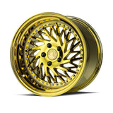 AodHan DS03 Wheel Gold Vacuum w/ Chrome Rivets 18x10.5 (Passanger Side) 5x114.3 73.1 Bore 15mm