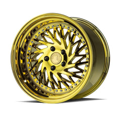 AodHan DS03 Wheel Gold Vacuum w/ Chrome Rivets 18x10.5 (Passanger Side) 5x114.3 73.1 Bore 22mm