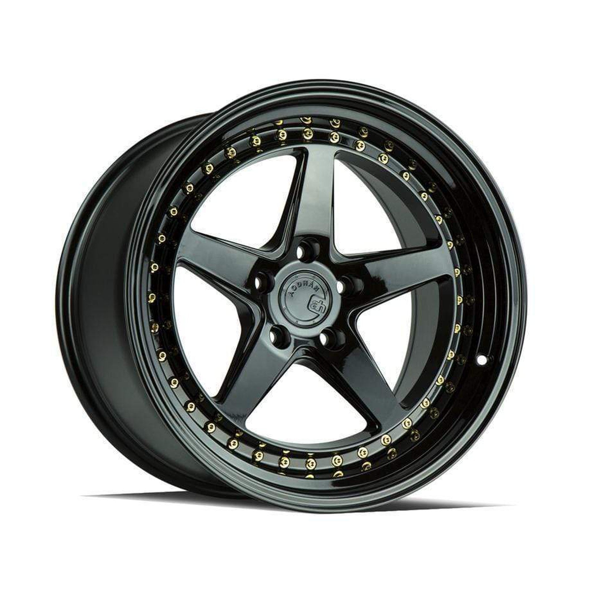 AodHan DS05 Gloss Black W /Gold Rivets Wheel 18x10.5 22mm 5x114.3