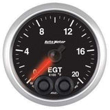 Autometer Elite Series 52mm 0-2000 Deg F Full Sweep Electronic Exhaust Gas Temperature Gauge