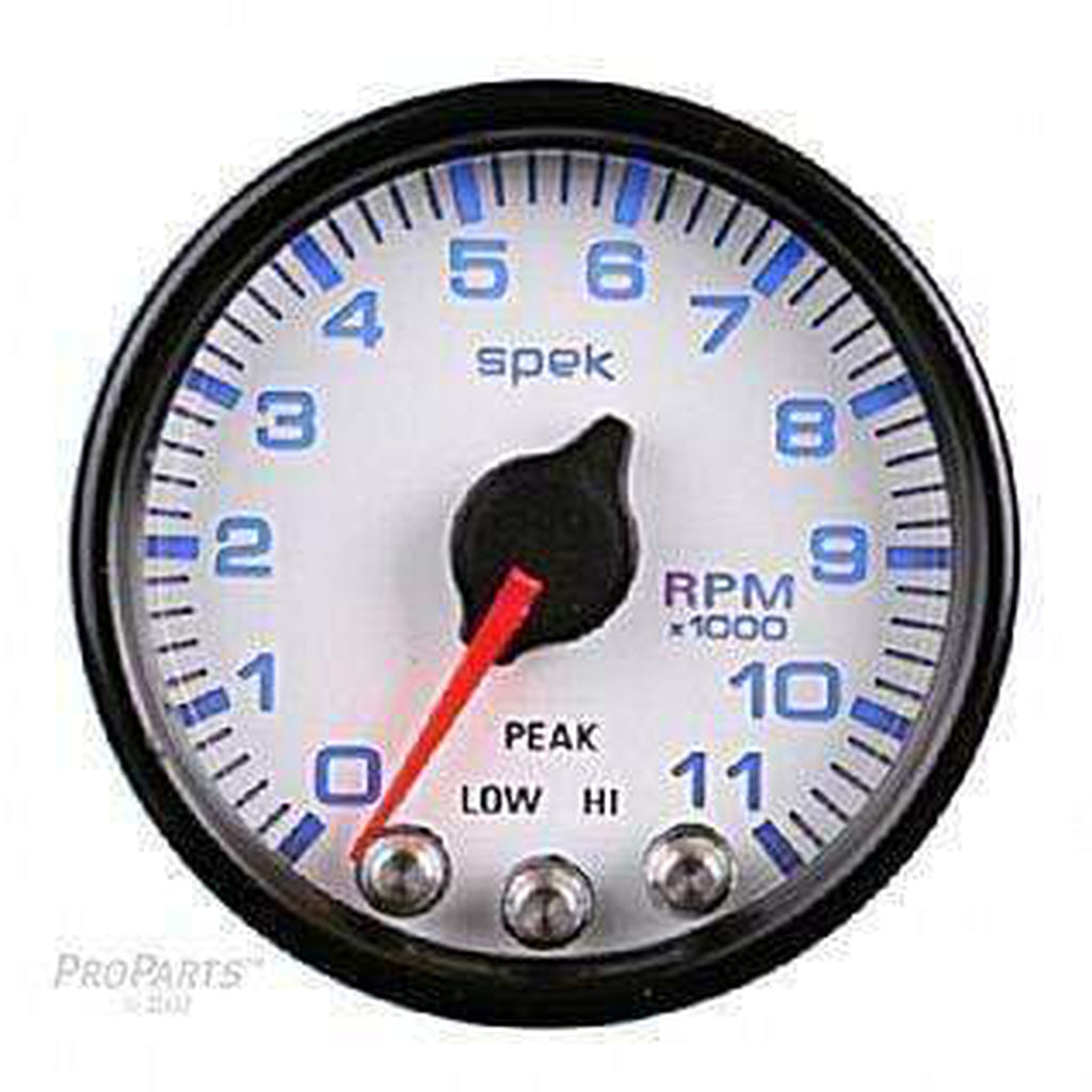 Autometer Tachometer Gauge, 0-11,000 RPM, White Dial, Clear Lens, Black Bezel, 2 1/16"
