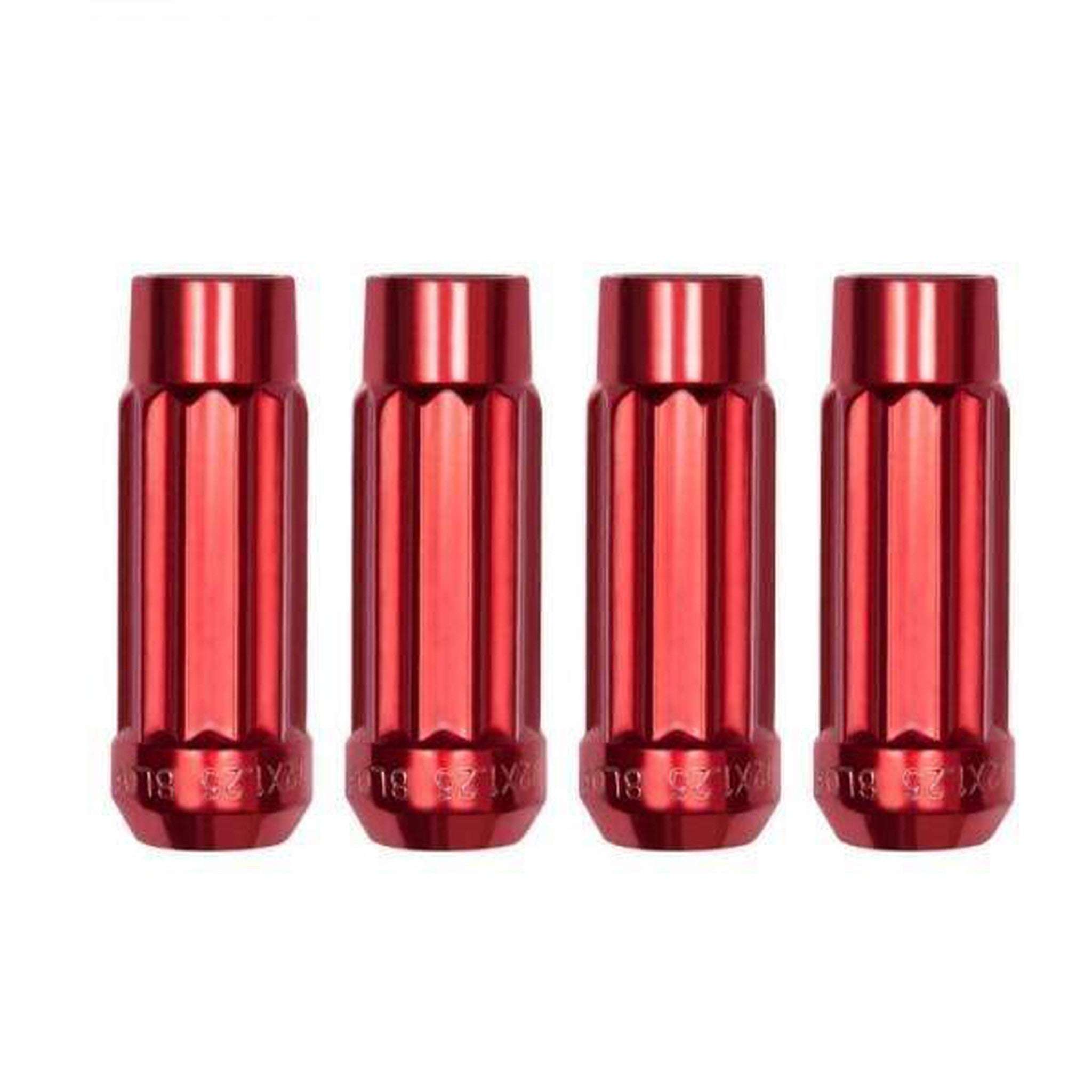 BLOX Racing 12-Sided P17 Tuner Lug Nuts 12x1.25 - Red Steel - Set of 16