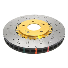 DBA 5000 Series Front Slotted & Drilled Rotor w/ Gold Hats Mitsubishi EVO 8+9 2003-2006 | 52218GLDXS