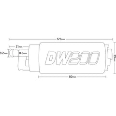 DeatschWerks DW200 Fuel Pump Mitsubishi EVO 8 / EVO 9 2003-2006 / Eclipse (Turbo AWD) 1995-1998