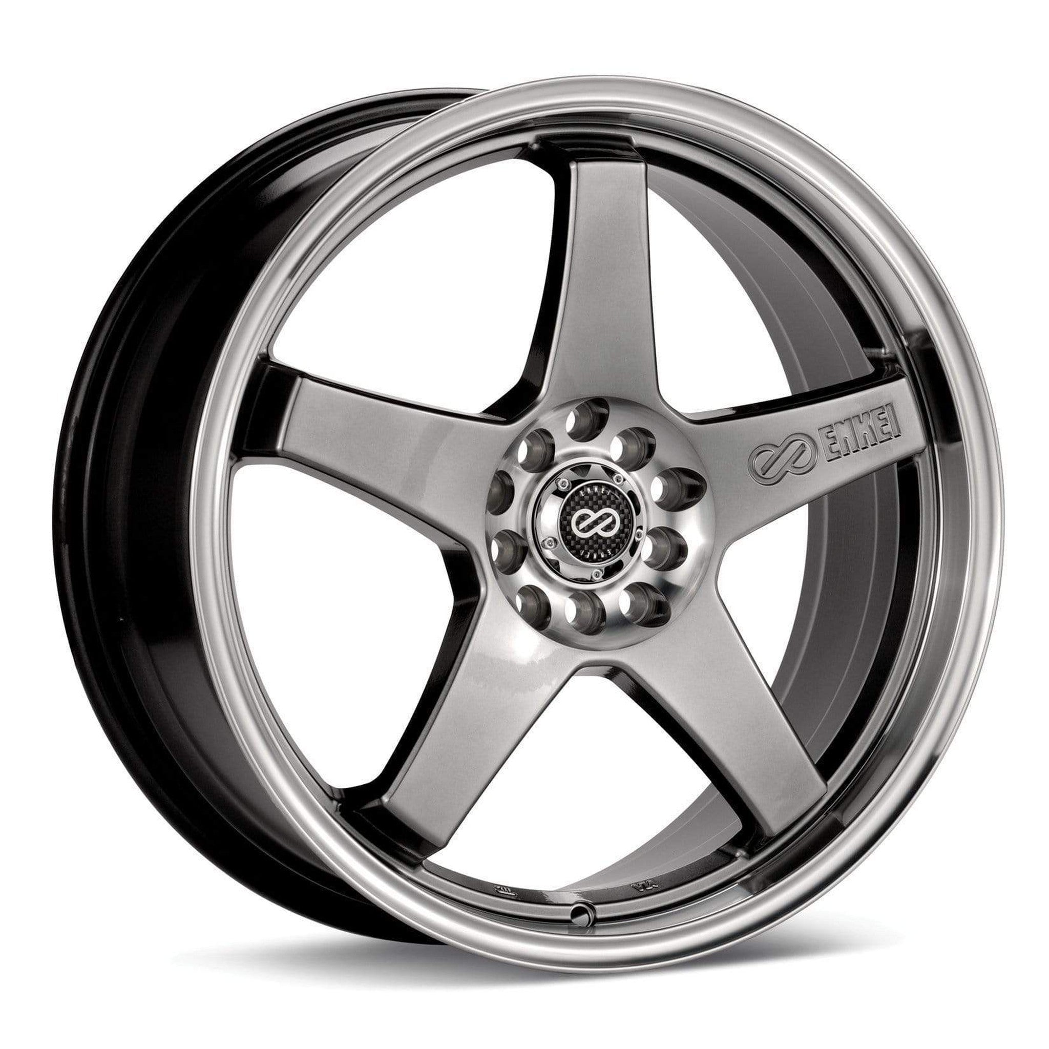 Enkei EV5 18x7.5 5x105/110 38 Diameter Hyper Black w/ Machined Lip | 446-875-5238HB