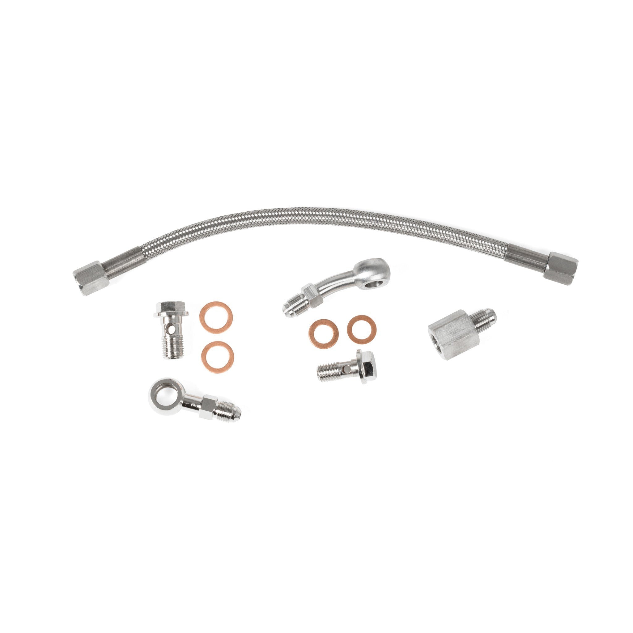 GrimmSpeed Turbo Oil Feed Line Kit EJ Stock Location Subaru WRX 02-14 / STI 04-21 | 123000