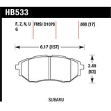 Hawk Ceramic Front Brake Pads Subaru WRX 2015-2018 / Legacy GT 2006-2012 | HB533Z.668