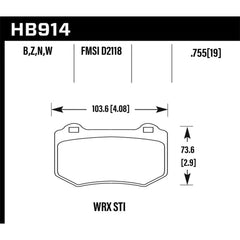 Hawk DTC-30 Rear Brake Pads 2018-2021 Subaru WRX STI | HB914W.580