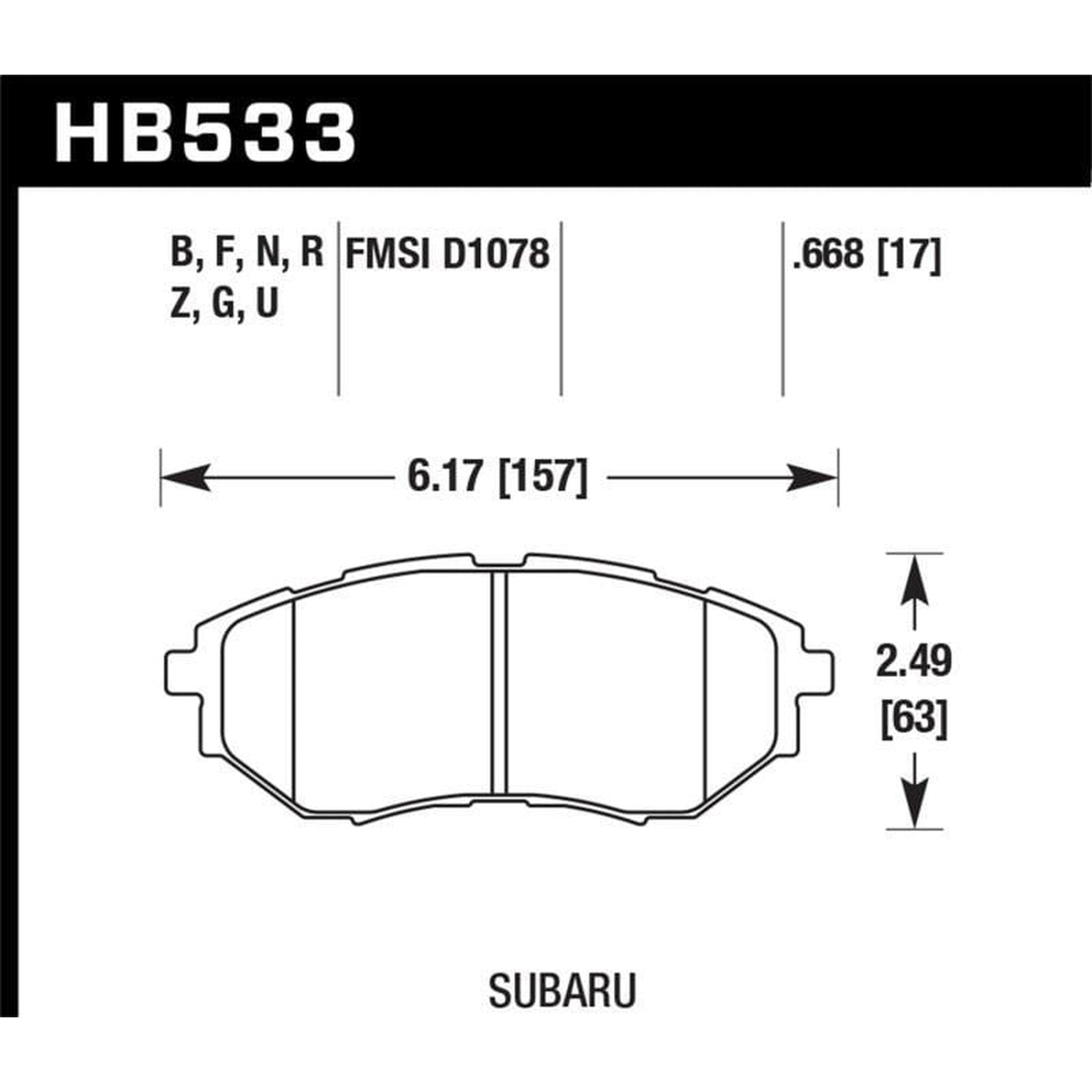 Hawk DTC-60 Race Front Brake Pads Subaru WRX 2015-2021 | HB533G.668
