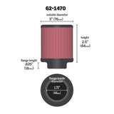 K&N Filter Universal Rubber Top Filter 1.75 inch inlet 3 inch Diameter 2.5 inch Height | 62-1470
