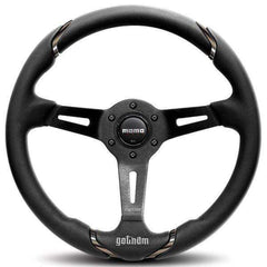 MOMO Tuning Gotham 350mm Black Leather, Black Spoke Steering Wheel