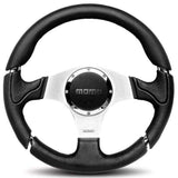 MOMO Tuning Millenium 350mm Black leather, Silver Spoke Steering Wheel
