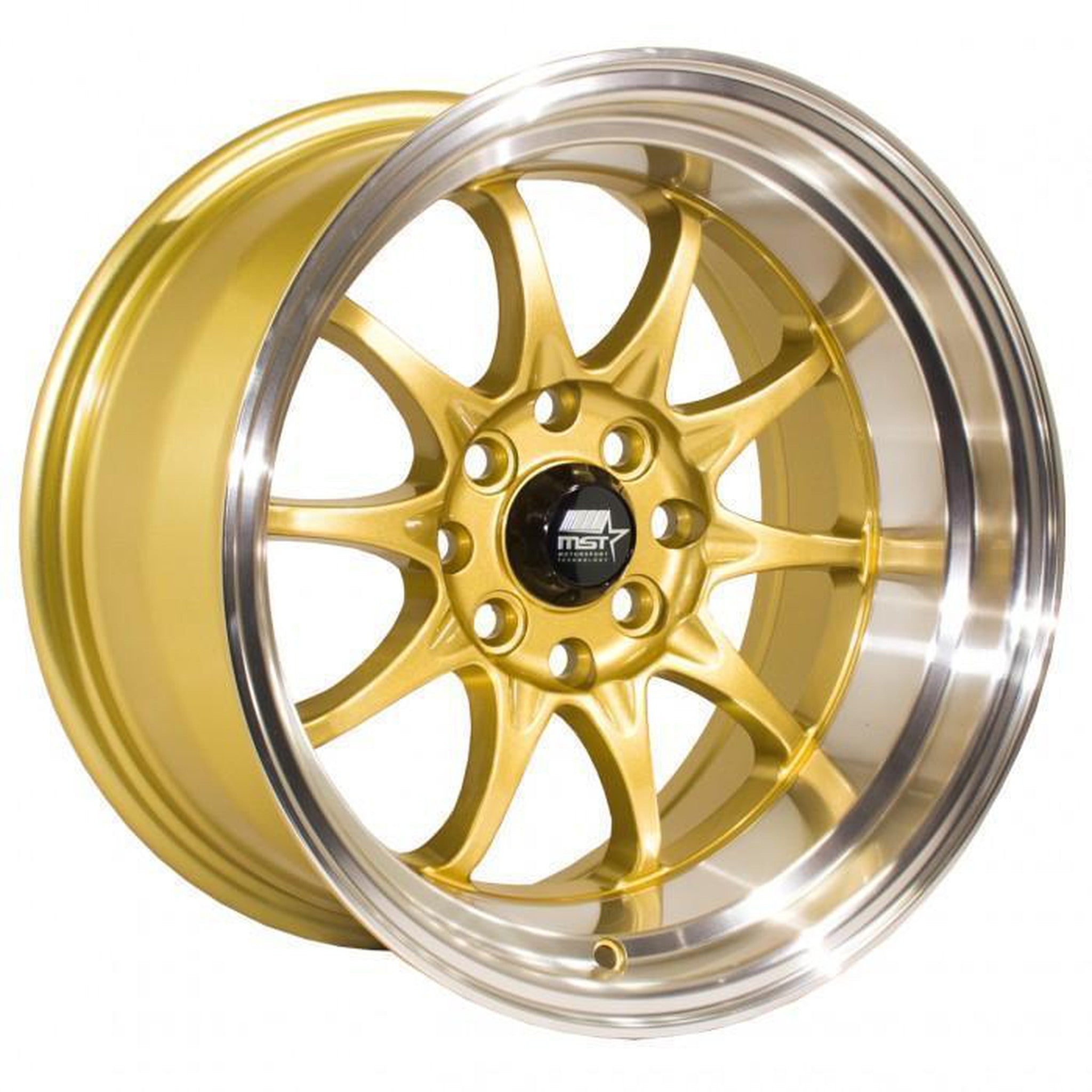 MST MT11 Wheel 15x8 0mm 4x100/4x114.3 73.1 Gold w/Machined Lip | 11-5816-0-GLDL