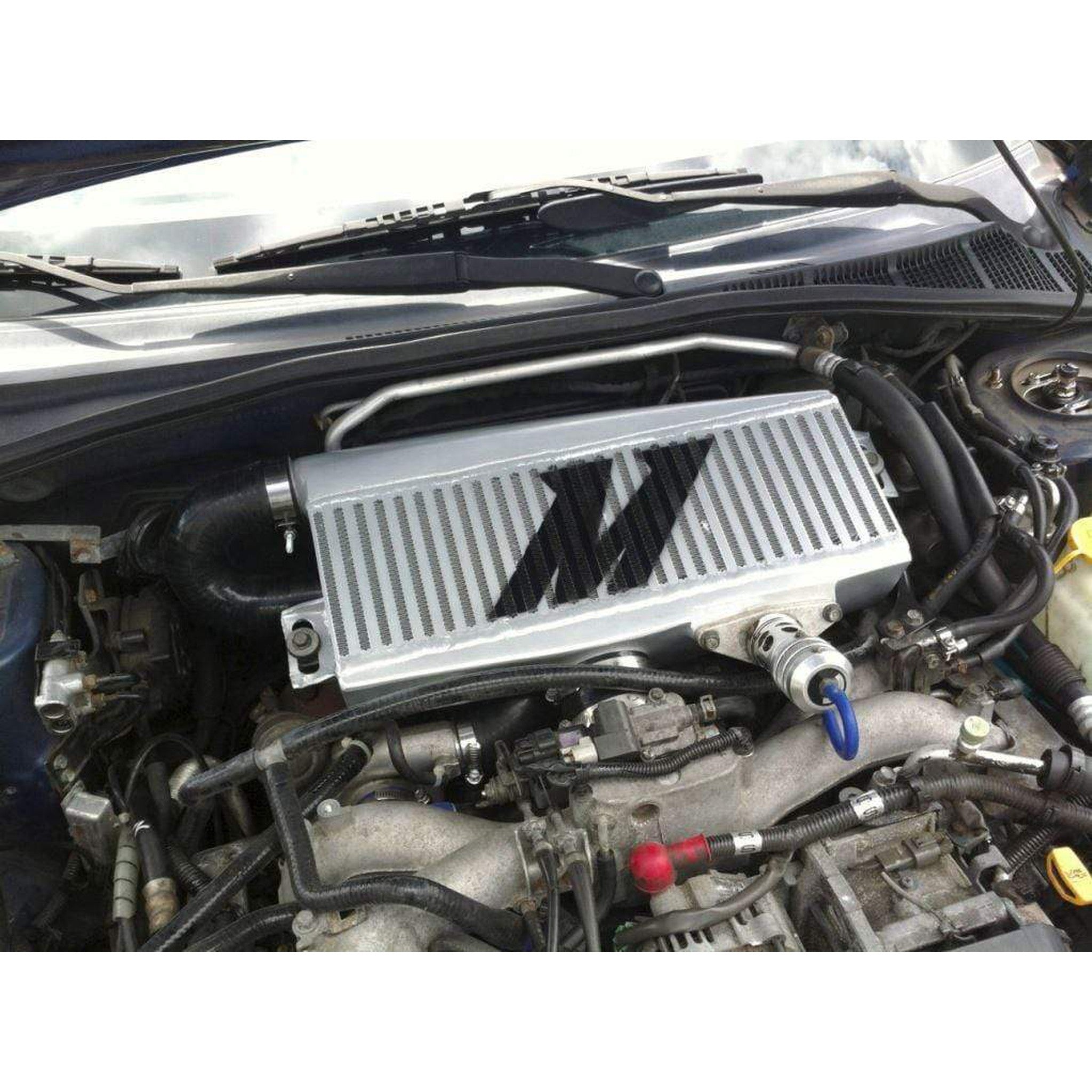 Mishimoto Top Mount Intercooler Kit Silver & Red Hoses Subaru WRX / STI 2002-2007