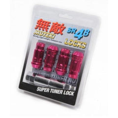 Muteki SR48 Open End Locking Lug Nut 12x1.25 48mm Set of 4 Pink | 32901K