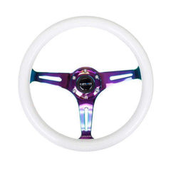 NRG Classic Glow Green Wood Grain w/ NeoChrome Center Steering Wheel | ST-015MC-GL