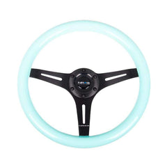 NRG Classic Minty Fresh Wood Grain w/ Black Center Steering Wheel | ST-015BK-MF