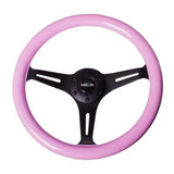 NRG Classic Pink Wood w/ Black Center Grain Steering Wheel | ST-015BK-PK