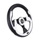NRG Reinforced Steering Wheel (320mm) Blk w/White Trim & 4mm 3-Spoke | RST-001WT