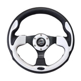 NRG Reinforced Steering Wheel (320mm) Blk w/White Trim & 4mm 3-Spoke | RST-001WT
