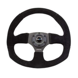 NRG Reinforced Steering Wheel (320mm Horizontal / 330mm Vertical) Black Suede w/Black Stitching | RST-009S
